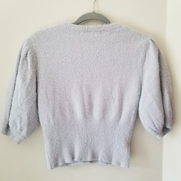 Zara Puffer Ballon Sleeve Knit soft Sweater Top Lilac Size Small - Picture 3 of 9